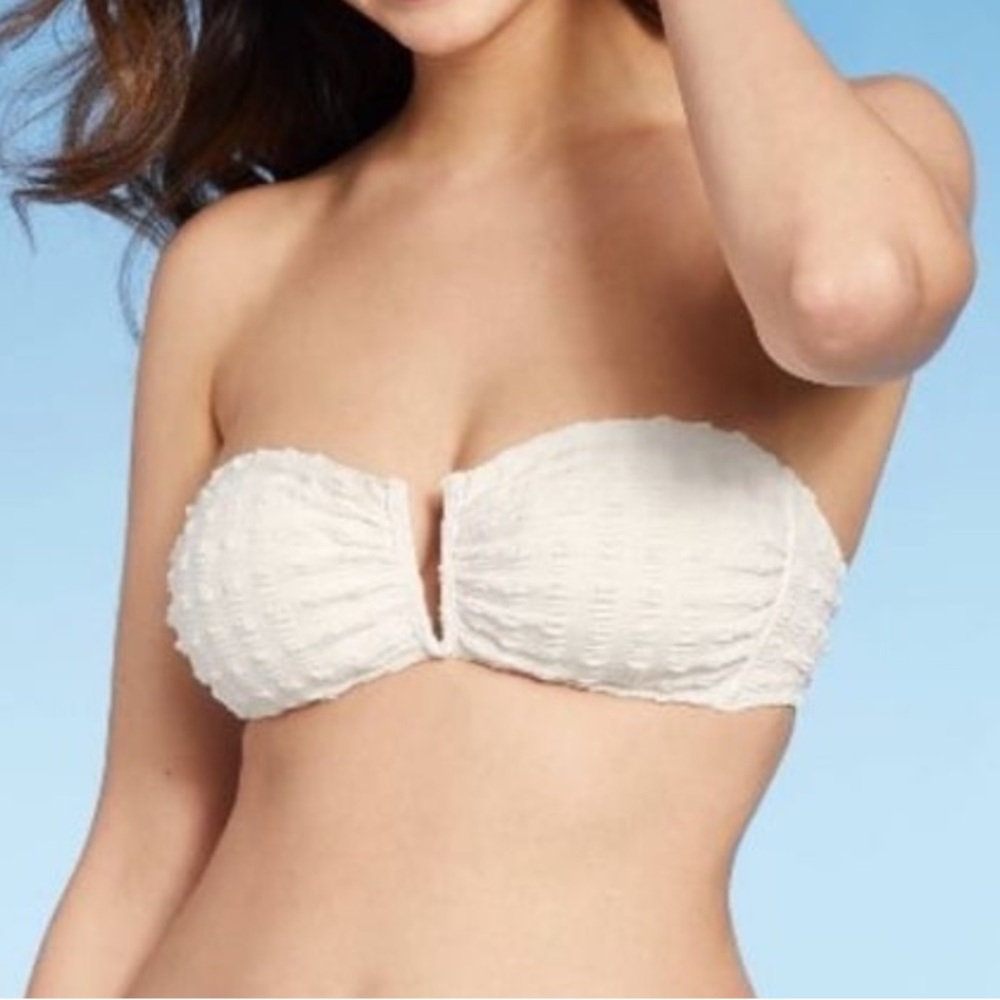 NWT Kona Sol White Textured Bandeau Bikini Top Strap Optional – Women’s XL
